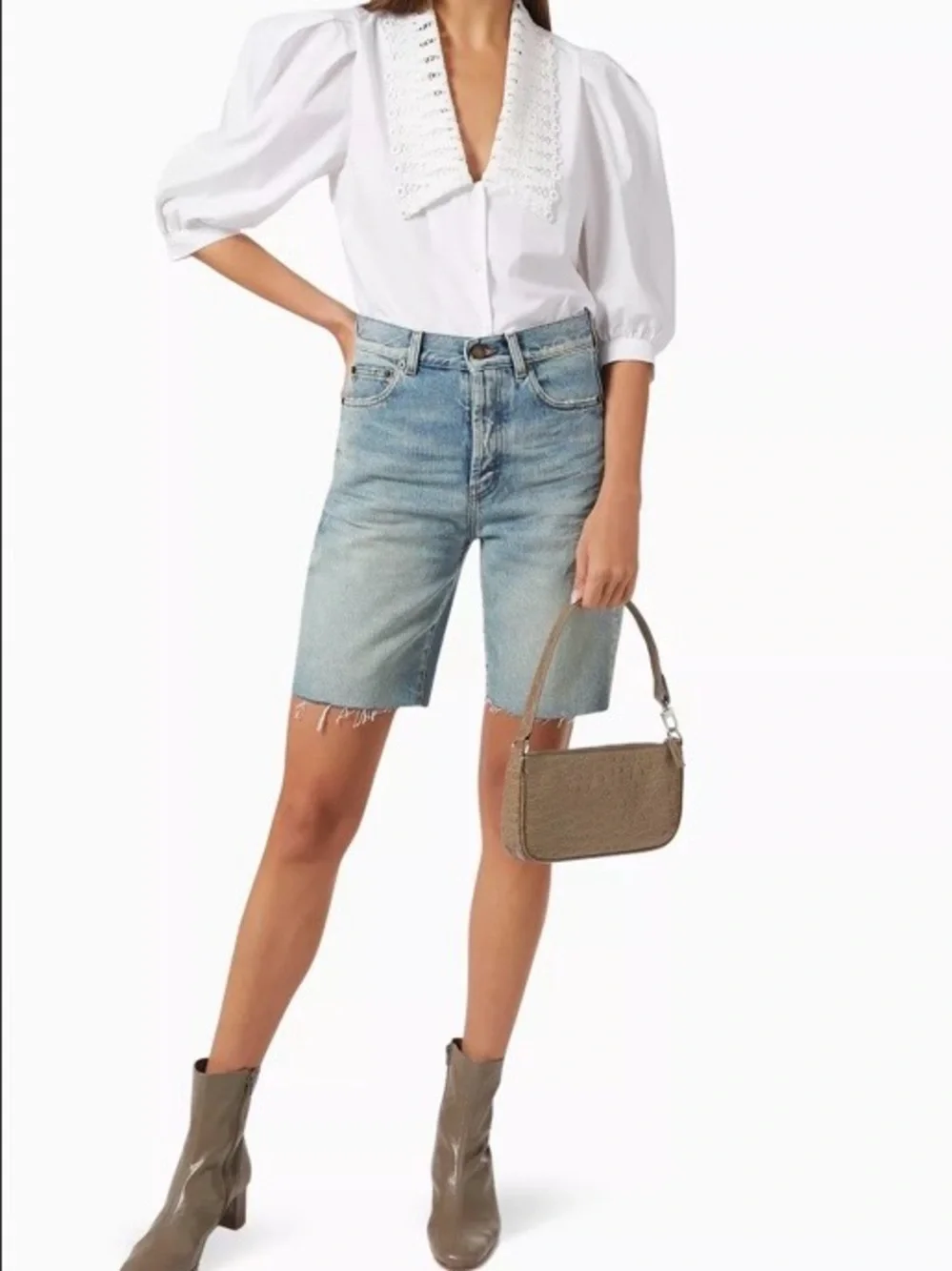 🔥NWT🔥 BY FAR, Rachel Croc-Embossed Leather Shoulder Bag